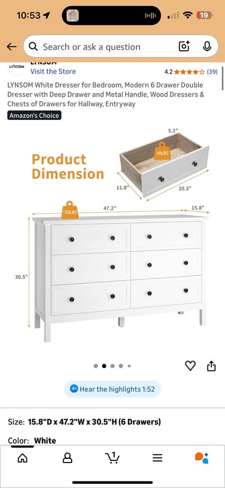 White 6 drawer dresser - photo 3