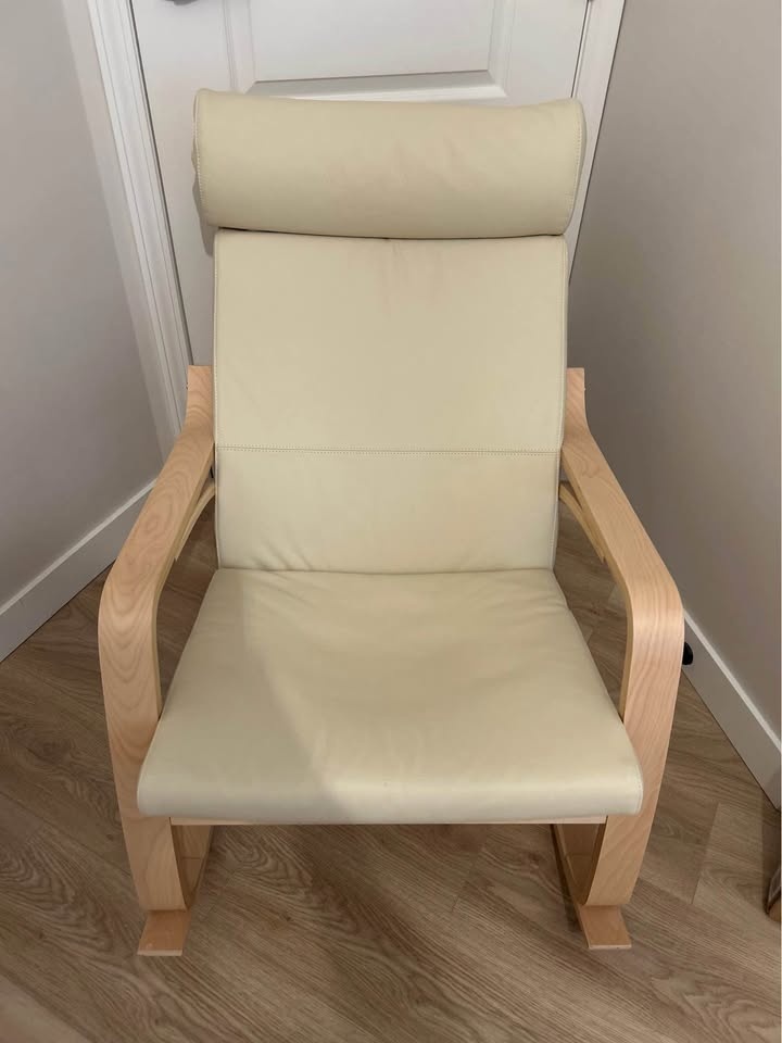 IKEA POÄNG Leather Rocking Chair – Birch/Glose Off-White - photo 3