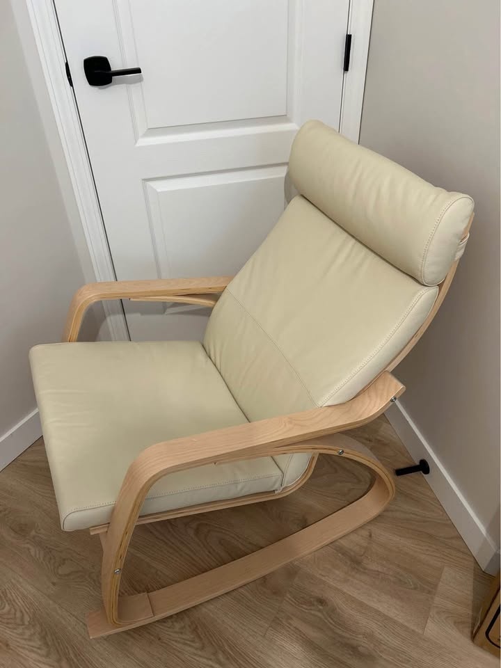 IKEA POÄNG Leather Rocking Chair – Birch/Glose Off-White - photo 4