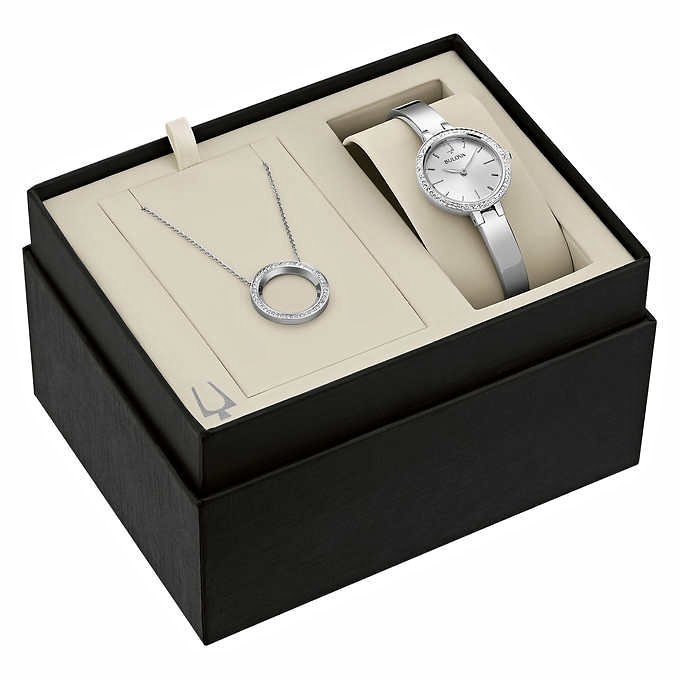 Bulova Ladies Watch & Crystal Pendant Set