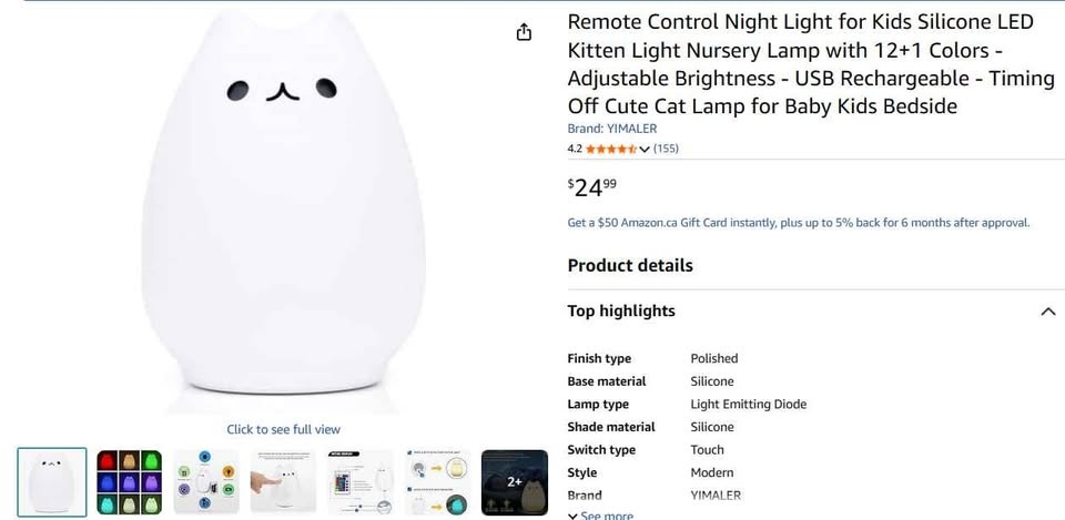 Remote control night light (adjustable color) - photo 2