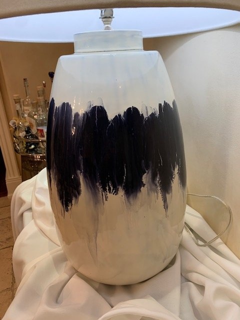 Table Lamp Stunning Blue Drip Glazed Ceramic Jonathan Y Mia - photo 4