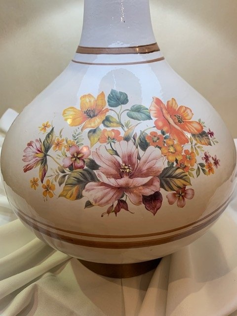 Table Lamp Ceramic Vintage Floral 1960's - photo 2