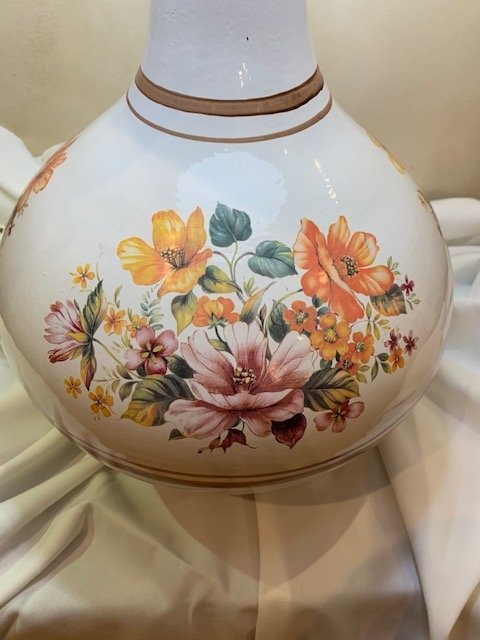 Table Lamp Ceramic Vintage Floral 1960's - photo 5