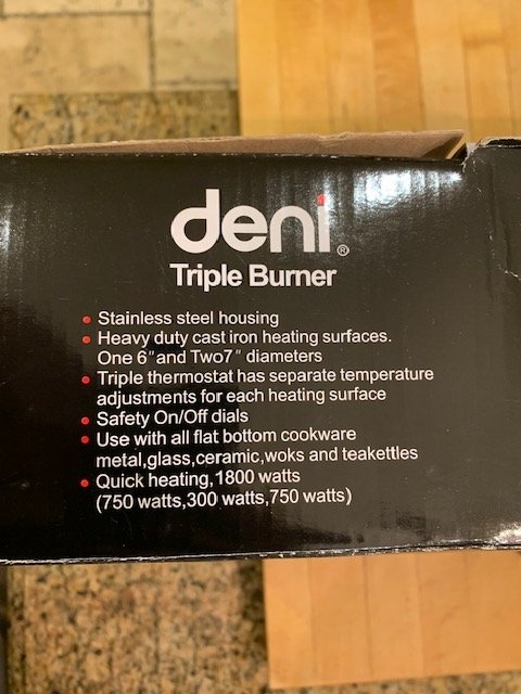 Burner Portable Triple Hot Plate /Burner 1800 Watts BNIB - photo 3