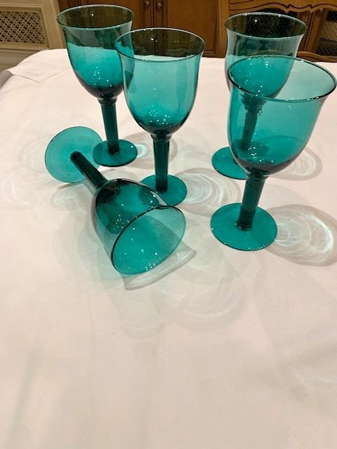 Glasses Vintage Teal (5) Goblets