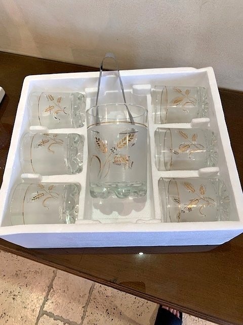 Glasses Vintage ( 6 ) & Ice Bucket Mid Century BNIB