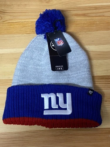 NEW YORK GIANTS NFL ‘47 EMBROIDERED LOGO POM POM BEANIE NEW