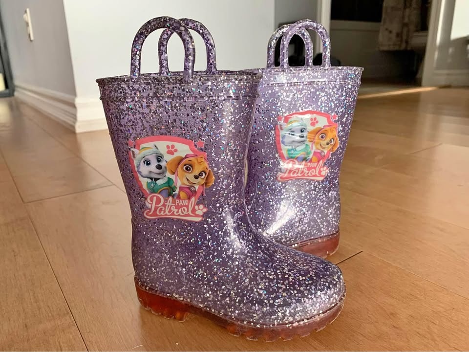 Rain boots -7T Purple sparkle Paw Patrol