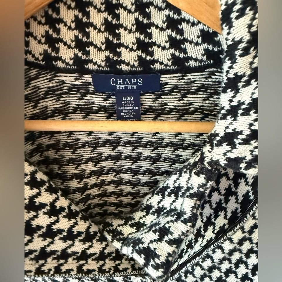 Vintage Black and White Houndstooth Chaps Vintage sweater size L - photo 2
