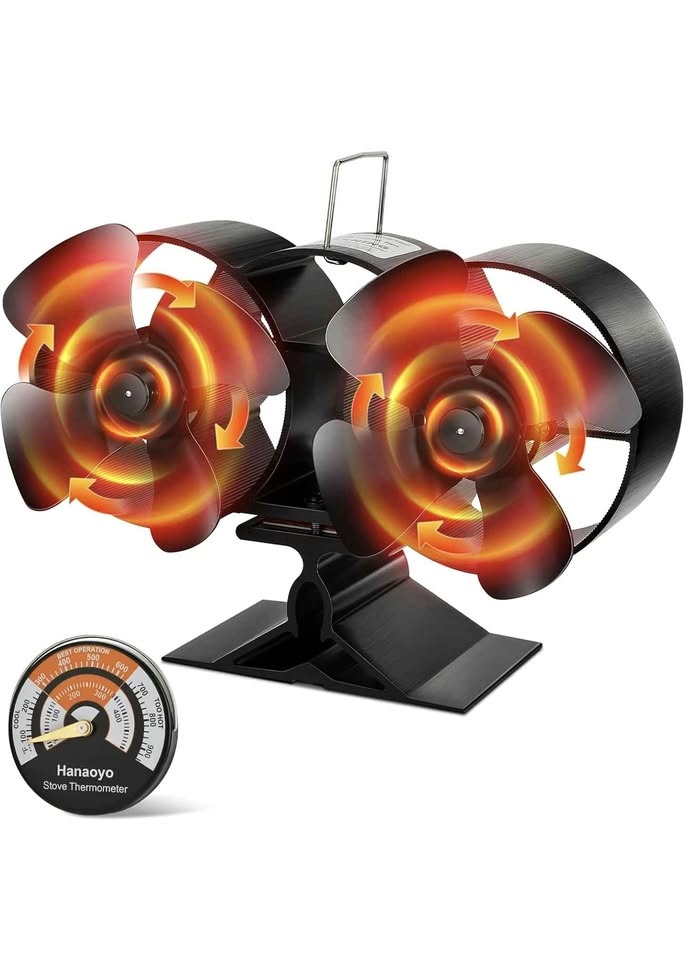 Double motor wood stove fan