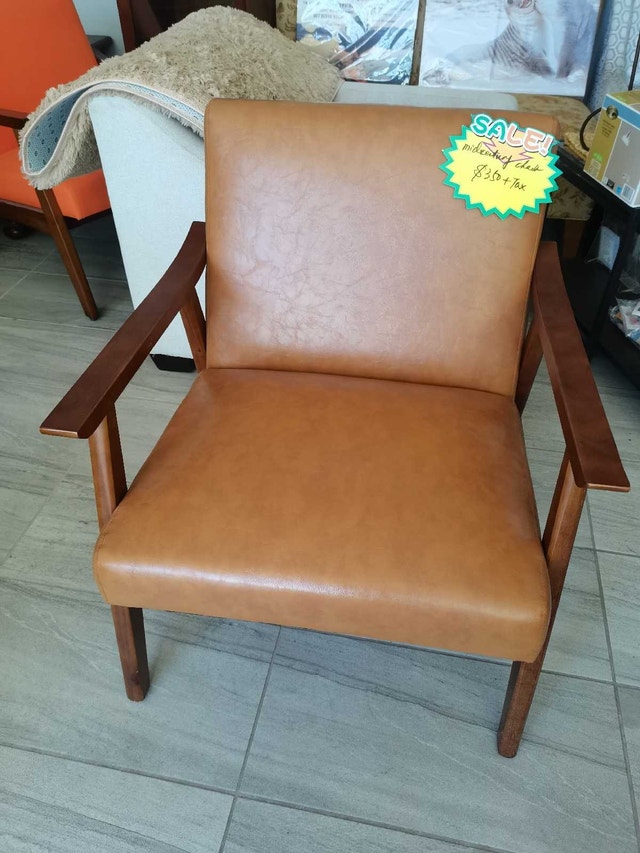 Leather Accent Chair mid century