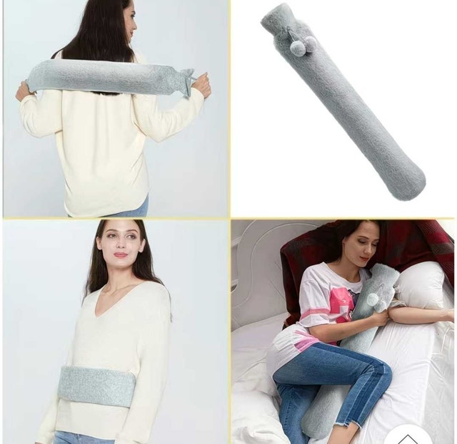 Long Hot Water Bottle, grey, soft cover,keep warm