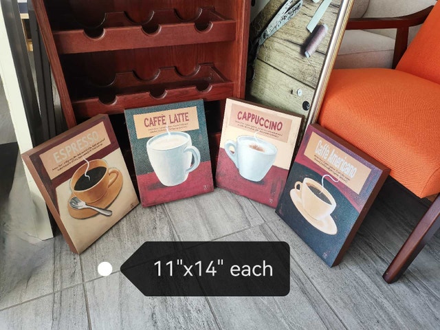 Coffee Wall Art 4 pcs, kitchen, coffee shop