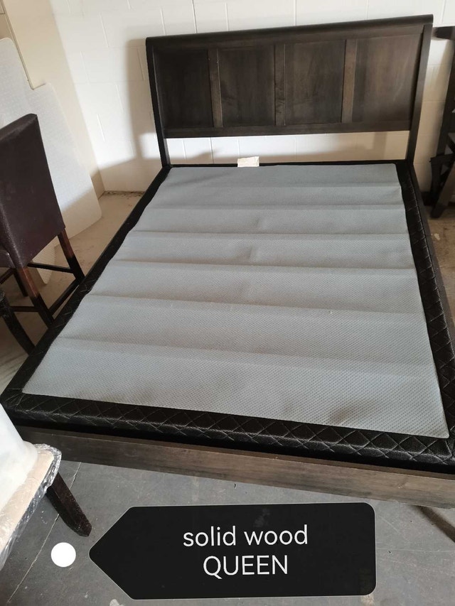 solid wood Queen Bed Frame w/ box spring