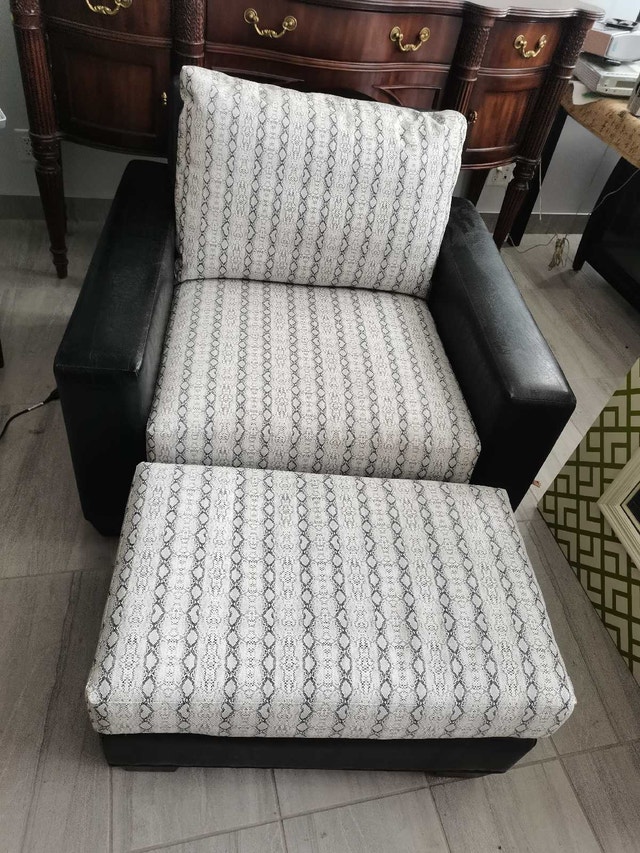 Gresham House Chair Ottoman luxury leather