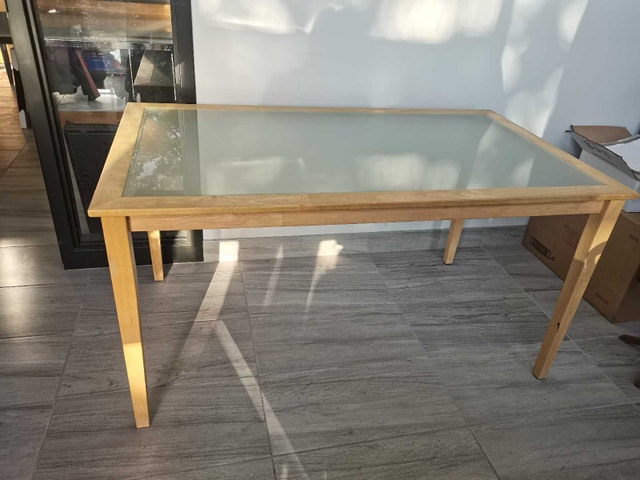 Glass Top Table, nice maple color - photo 2