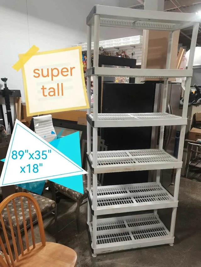super tall shelves 6 shleves resin grey and black