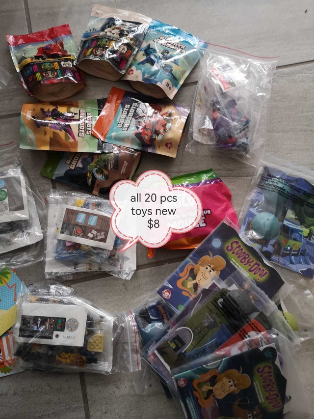 20 Piece Toys New, lego, play dough, mold etc