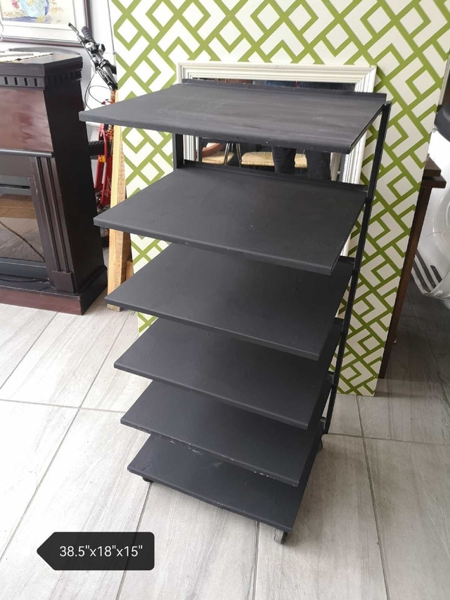 Rolling shelf rack metal black 6 tiers - photo 2