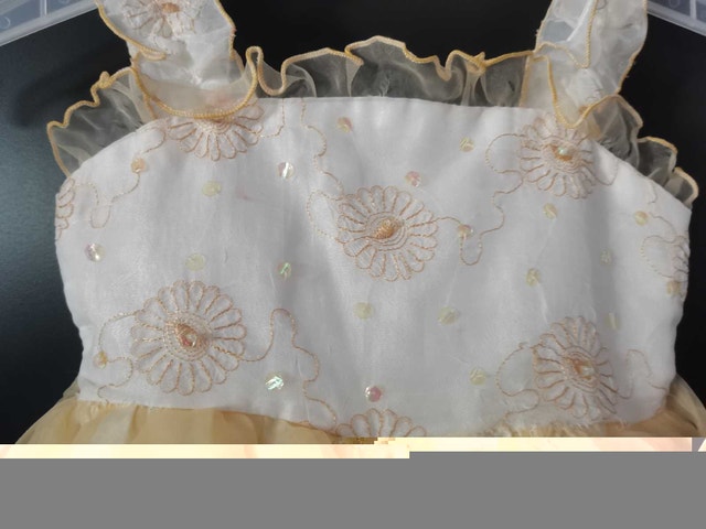 girl toddler yellow/white shoulder straps laces dress 3-4T - photo 2