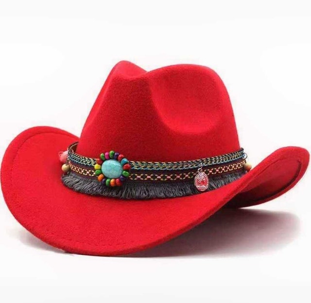 Cowgirl Hat woolen big red with turquoise store