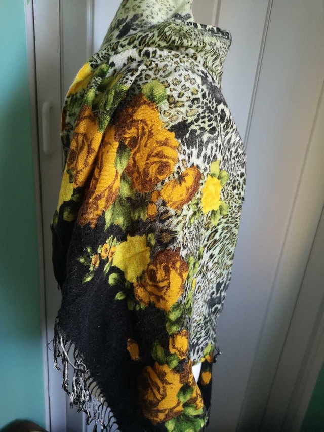 Scarf green black leopard and bottom floral - photo 3