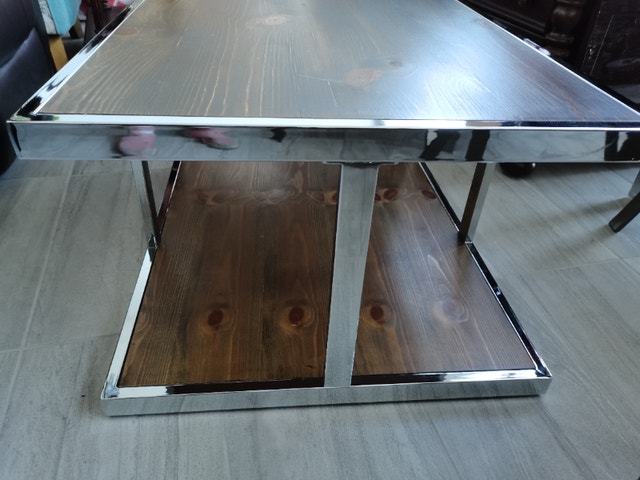 Mid century, Chrome and Rosewood rectangular coffee table, solid - photo 3