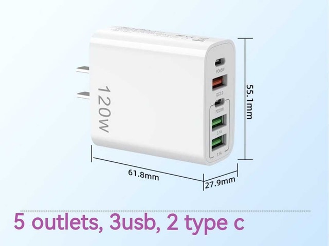brand new power charging adaptor, 5 outlet
