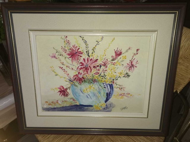 texture floral acrylic painting double frame - photo 2