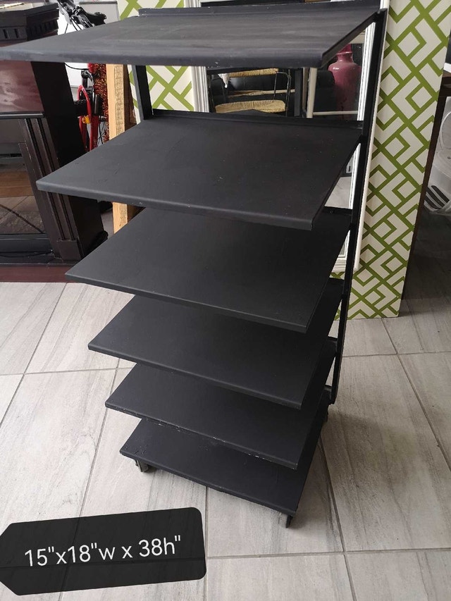 Rolling shelf rack metal black 6 tiers