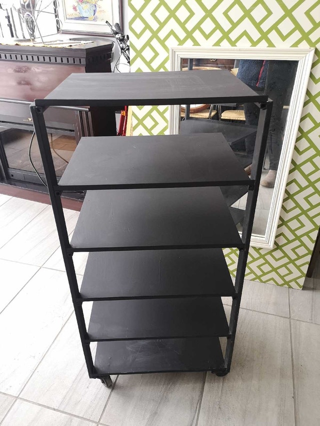 Rolling shelf rack metal black 6 tiers - photo 3