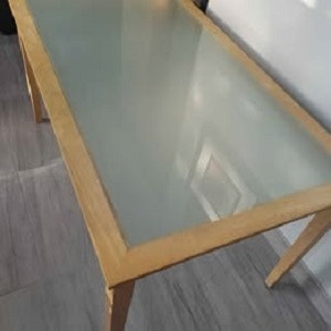 frosty glass top dining table or multipurpose desk, maple - photo 2