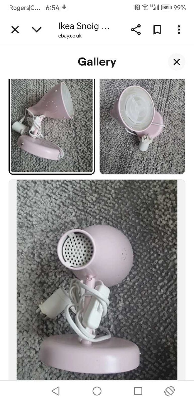 Ikea Snoig Lamp wall or desk light pink