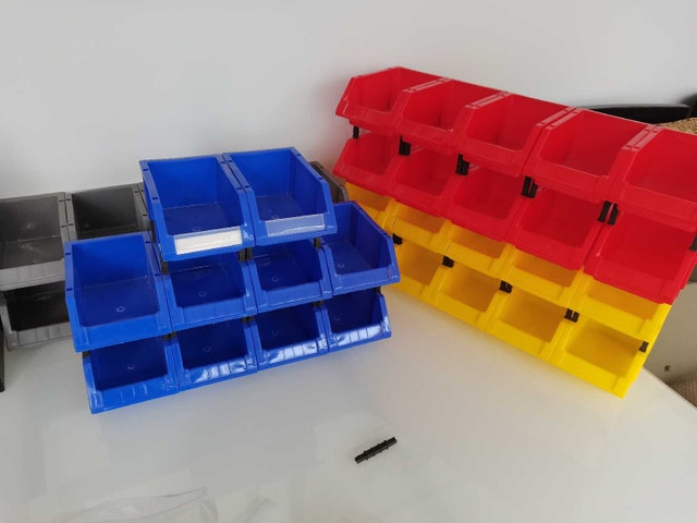Storage Bins with labels and tags