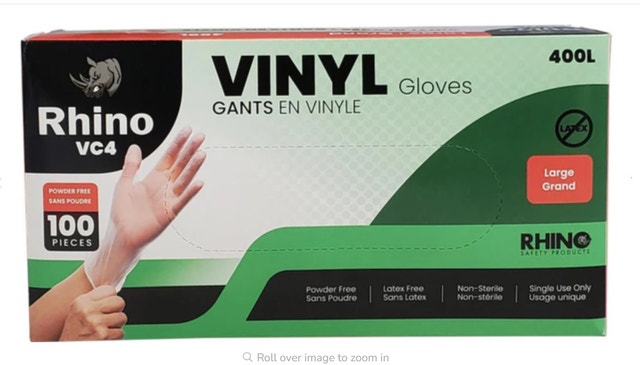 brand new size L clear Rhino gloves, 100 per box