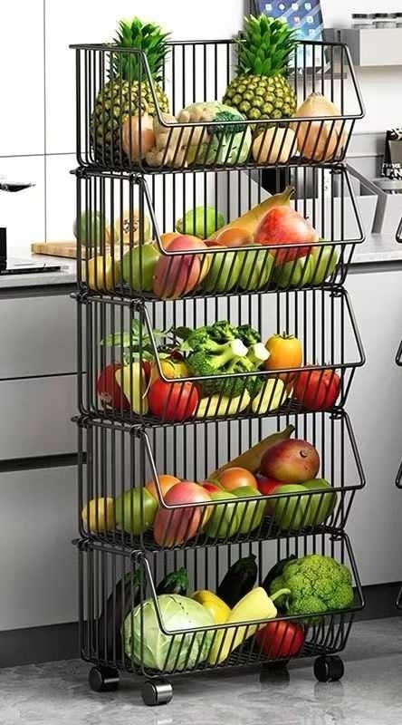 5-Tier Rolling Metal Basket