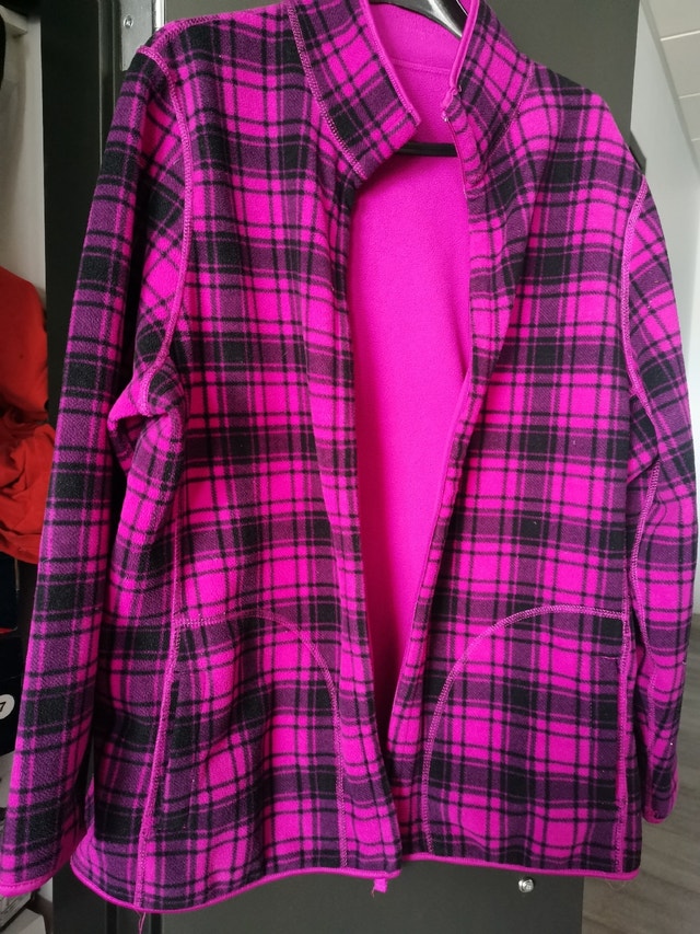 Double size, shepra check print flannel sweater layer jacket