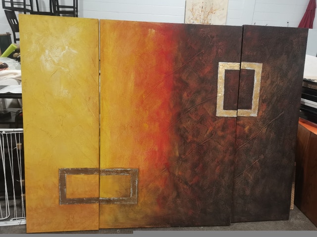 super large oil painting 3 panels 79"x59" - photo 2