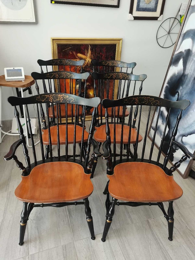 beautiful hitchcock maple antique dinning chairs solid wood - photo 2