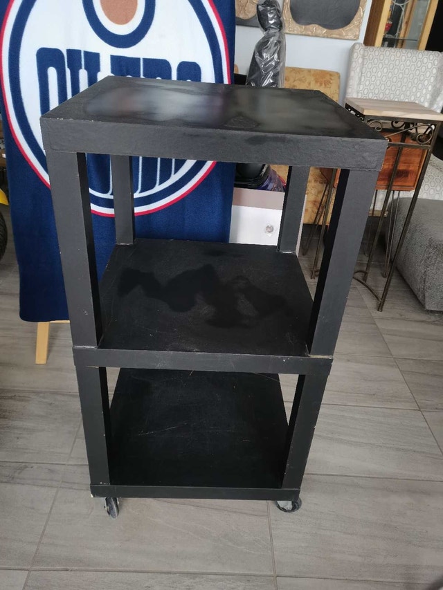 wooden utilities three tiers flat top rolling cart