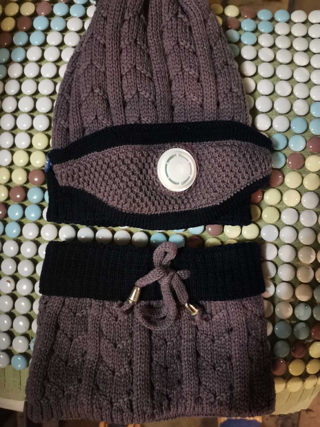 beautiful brand new woman hat w/ mouth cover and neck warmer kn - photo 2