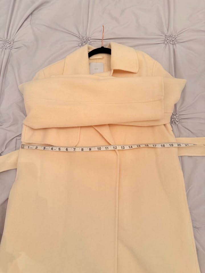 Mango Ivory Wool-Blend Wrap Coat - Size S - photo 4
