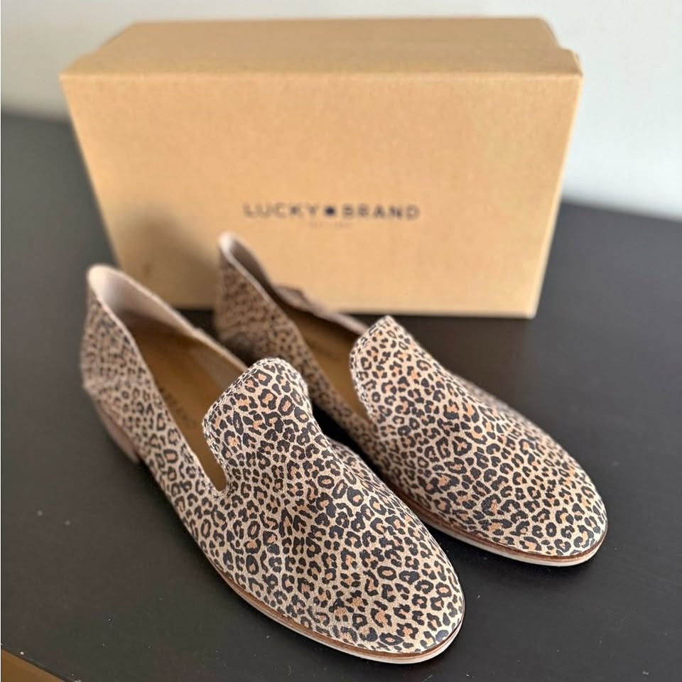 NWT- Lucky Brand Cahill Leather Loafers Leopard Size 8.5