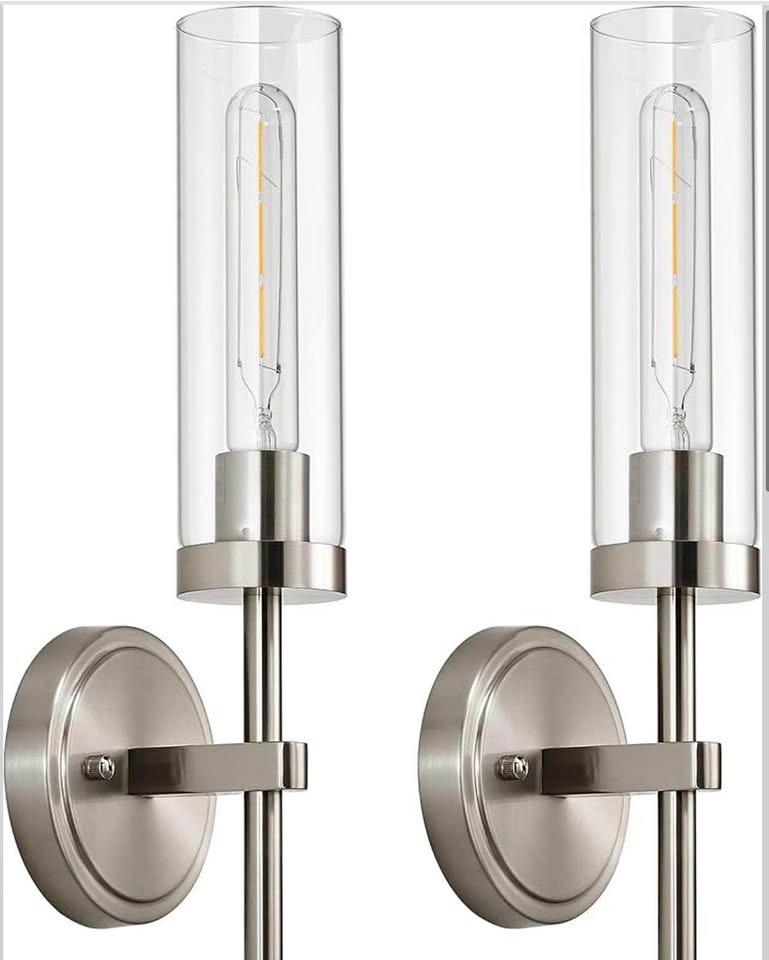 Brushed Nickel Hardwired Wall Sconces Set of 2