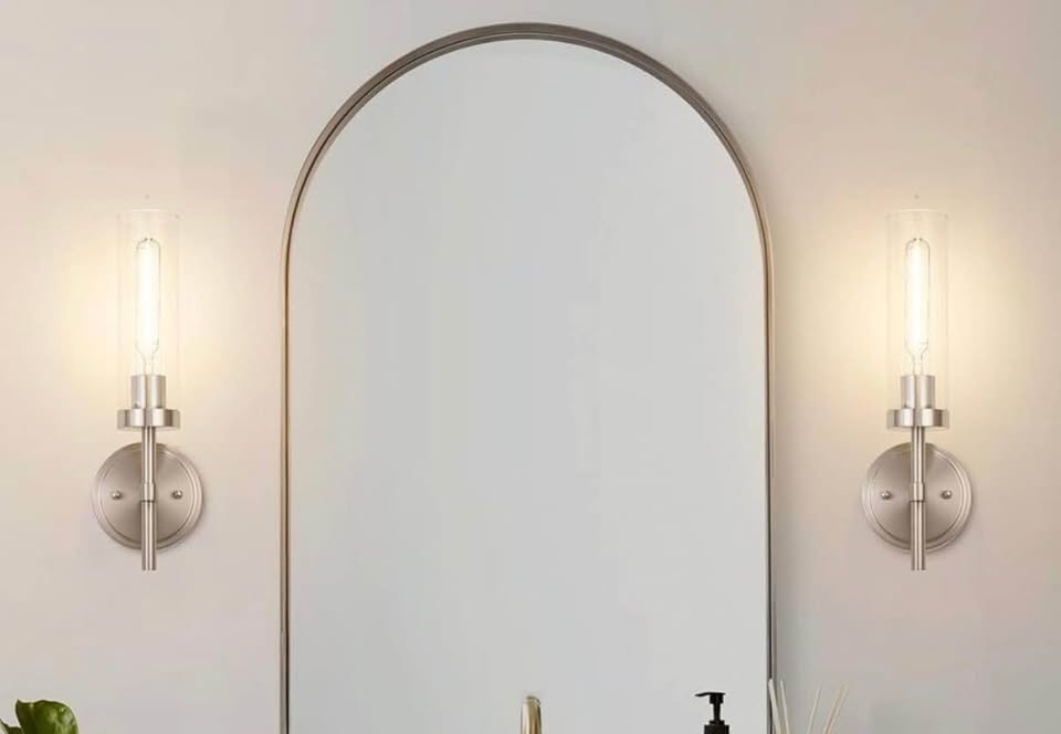 Brushed Nickel Hardwired Wall Sconces Set of 2 - photo 3