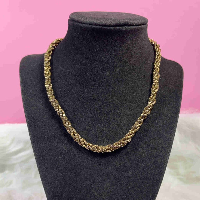 Gold Beaded Twisted Necklace
