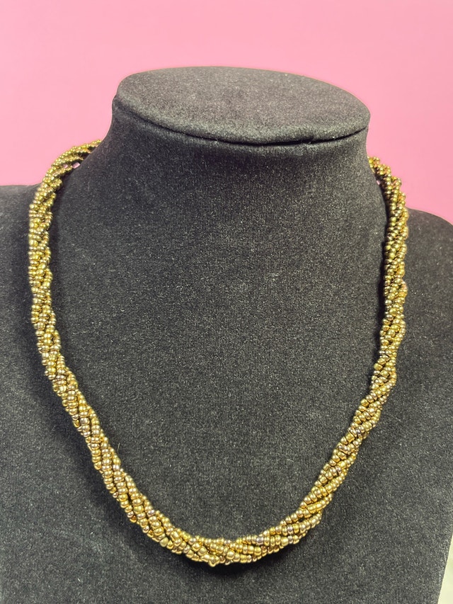 Gold Beaded Twisted Necklace - photo 2