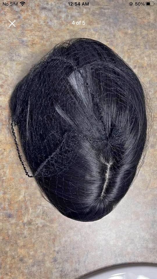 Black hair topper synthetic wig with bangs