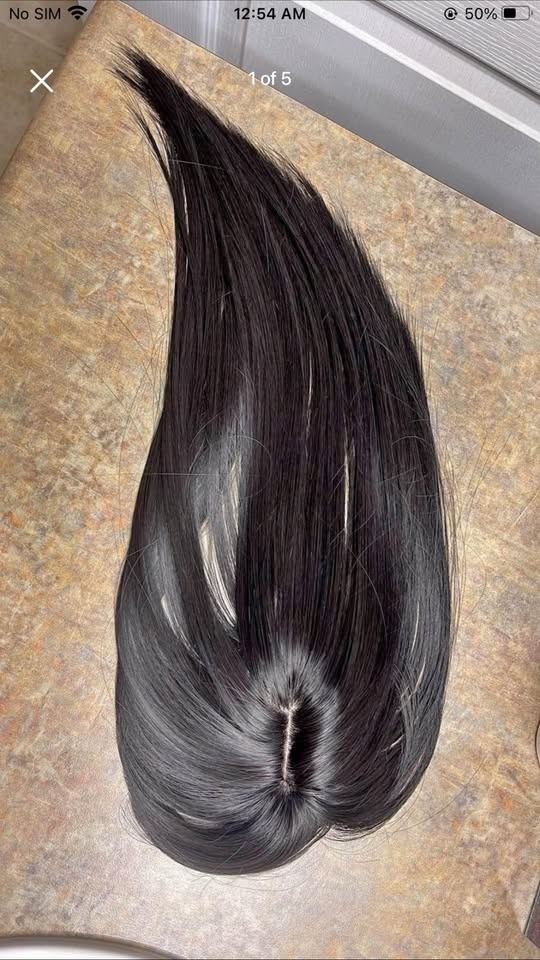 Black hair topper synthetic wig with bangs - photo 4